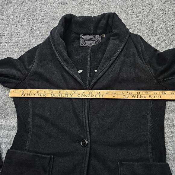 Raison D’Être Black Wool Blend Jacket Large Blazer Style 1 Button Chain Hanger - Picture 6 of 8